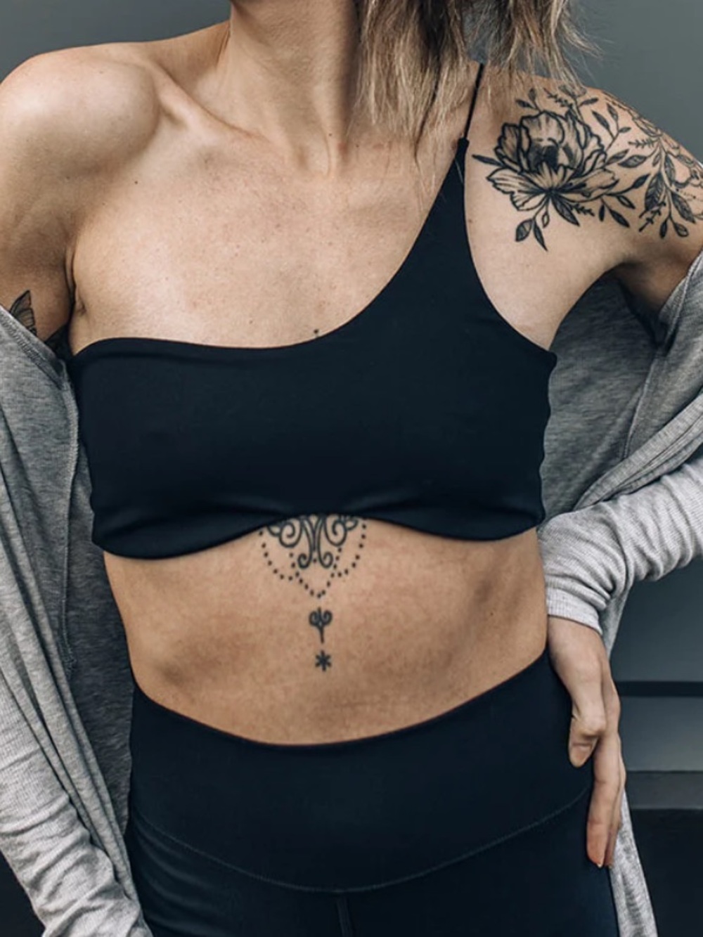 Women's One-Shoulder Black Bandeau Bralette